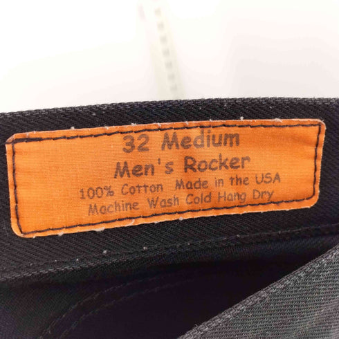 JEAN SHOP Men's Rocker 赤耳 ブラック デニム ストレート パンツ メンズ W32