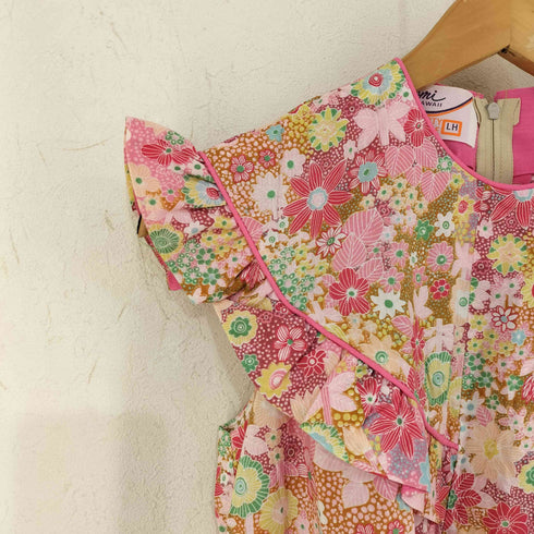 KIYOMI HAWAII 花柄 袖フリル ノースリーブワンピース レディース