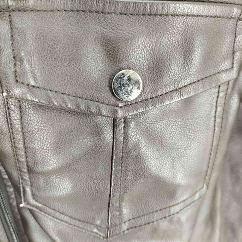 outdoor jacket フェイクレザー マルチポケット スタンドネック ジャケット メンズ JPN:XL