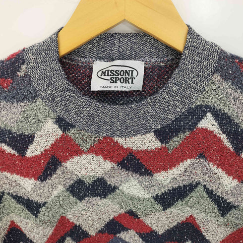ミッソーニスポーツ MISSONI SPORTS 90s イタリア製 総柄 マルチカラー クルーネックニット メンズ
