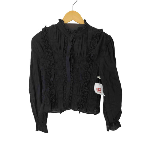 ザラ ZARA シャーリングフリルブラウス レディース import:M