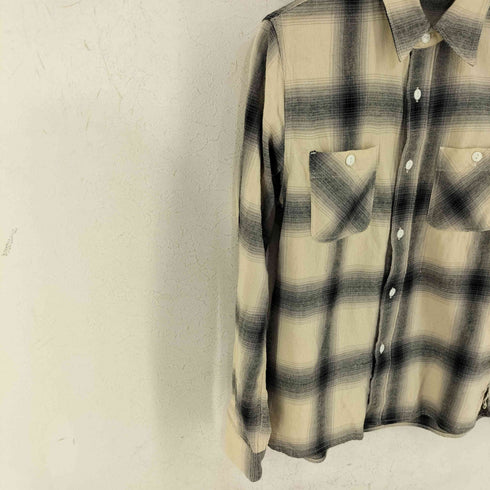 ファイブブラザー FIVE BROTHER MADE IN INDIA 猫目ボタン 両ポケ オンブレチェック コットンネルシャツ メンズ import:S