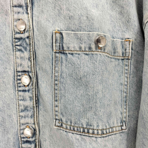 ザラ ZARA RIPPED OVERSIZED OVERSHIRT オーバーサイズ デニム シャツ ジャケット レディース import:M