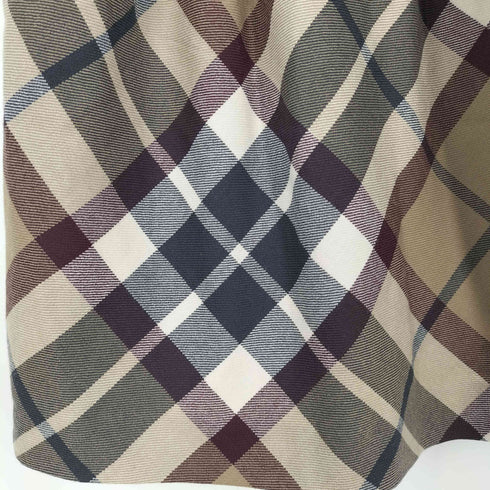 バーバリーブルーレーベル BURBERRY BLUE LABEL ロゴ刺繍 ノバチェック パフスリーブ 七分袖 ギャザー ベルテッドワンピース レディース 38