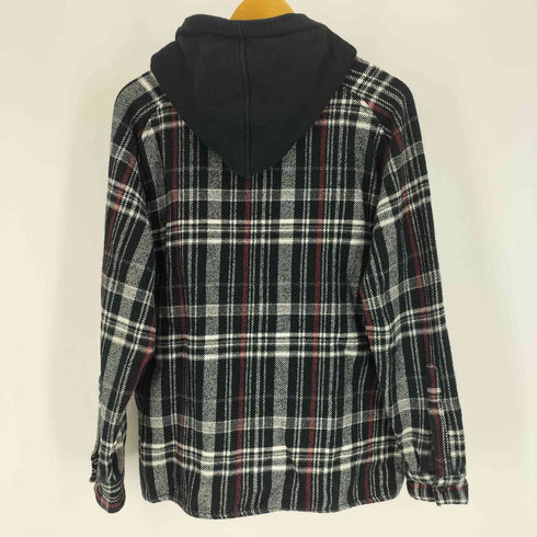 ザラ ZARA RELAXED FIT タータンチェック フーデッド フランネル シャツ パーカー メンズ import:S