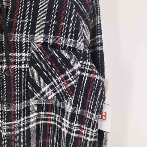 ザラ ZARA RELAXED FIT タータンチェック フーデッド フランネル シャツ パーカー メンズ import:S