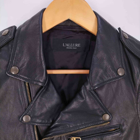 ラリュードゥーズィエムクラス LALLURE deuxieme classe ホースレザー ダブルライダースジャケット レディース 36