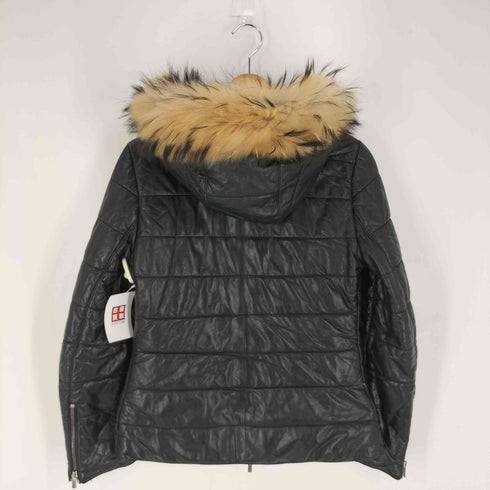 VENTCOUVERT ラクーンファー シープレザー フーデッド 中綿ジャケット レディース 36