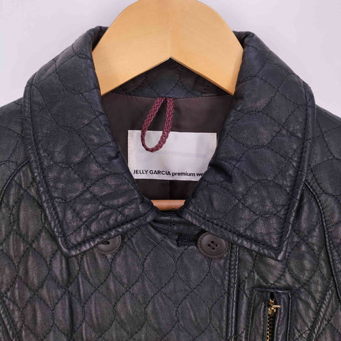 JELLY GARCIA premium wear ニット切替 レザー キルティング コート レディース