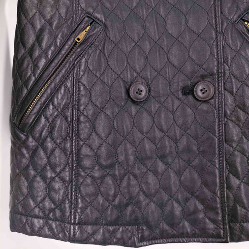 JELLY GARCIA premium wear ニット切替 レザー キルティング コート レディース