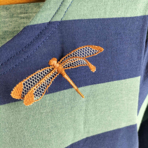 ネネット Ne-net 3Dトンボ刺繍 ボーダー半袖ワンピ レディース JPN:2