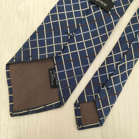 イヴサンローラン Yves Saint Laurent チェック柄 シルク ネクタイ メンズ