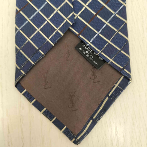イヴサンローラン Yves Saint Laurent チェック柄 シルク ネクタイ メンズ