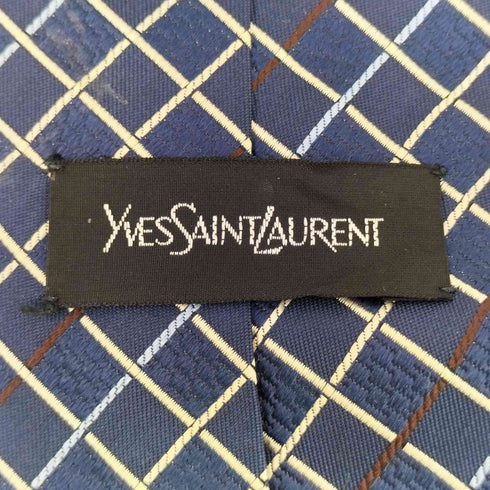 イヴサンローラン Yves Saint Laurent チェック柄 シルク ネクタイ メンズ
