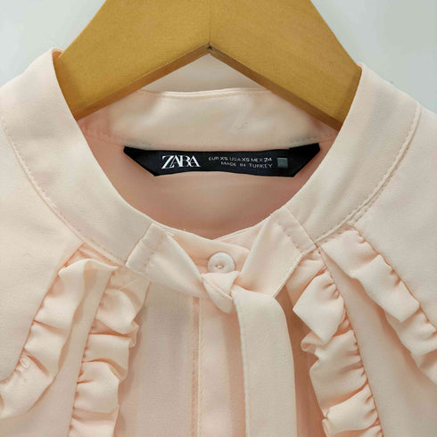 ザラ ZARA ダブルフリル衿 リボンブラウス レディース