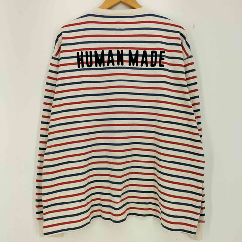 ヒューマンメイド HUMAN MADE HUMAN MADE STRIPED HENLEY NECK L/S T-SHIRT メンズ JPN:L