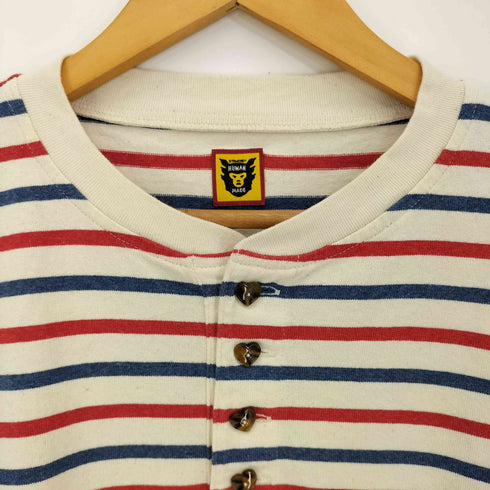 ヒューマンメイド HUMAN MADE HUMAN MADE STRIPED HENLEY NECK L/S T-SHIRT メンズ JPN:L