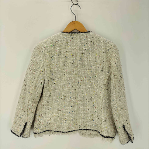 ザラ ZARA ツイード ノーカラージャケット レディース import:M