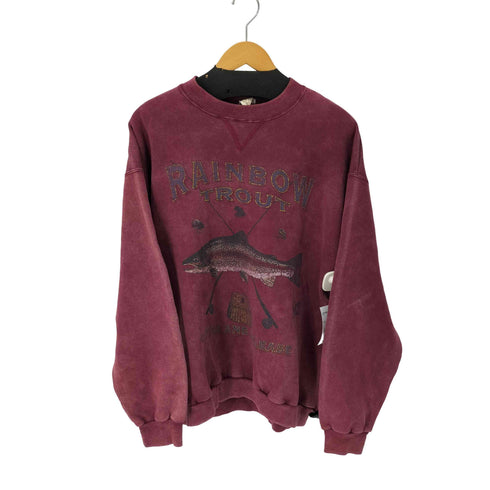 SPIRIT LAKE 80-90S RAINOW TROUT フロントプリントクルーネックスウェット メンズ import:L