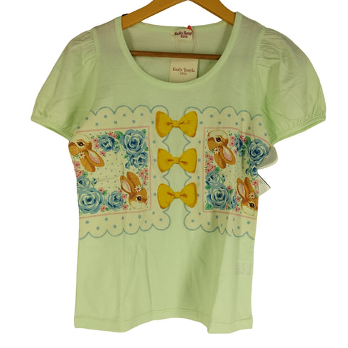 emily temple cute ウサギ リボン 花柄 プリント 半袖Tシャツ レディース JPN:M