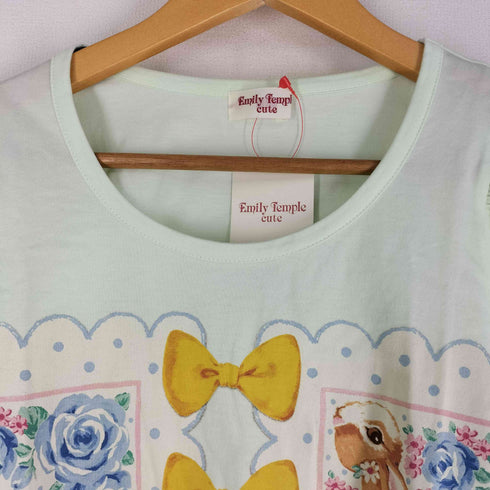 emily temple cute ウサギ リボン 花柄 プリント 半袖Tシャツ レディース JPN:M