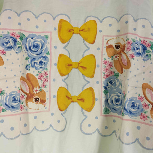 emily temple cute ウサギ リボン 花柄 プリント 半袖Tシャツ レディース JPN:M