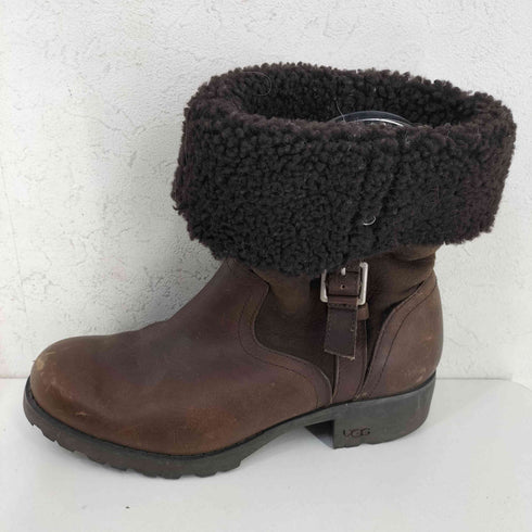 アグオーストラリア UGG Australia サイドジップ ボア レザーショートブーツ レディース JPN:24