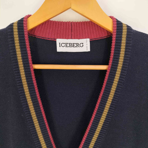 アイスバーグ ICEBERG イタリア製 キャラクター 刺繍 コットン ニット カーディガン メンズ