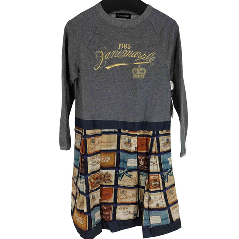 Jane Marple Brith Chocolate Bar Trompeloeil OP ブリティッシュチョコレートバーカットソー切り替えワンピース レディース M