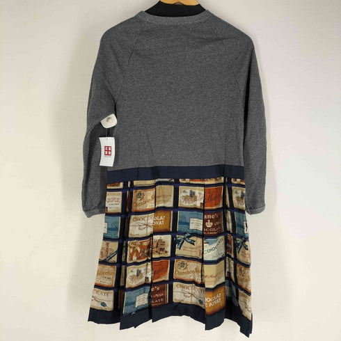 Jane Marple Brith Chocolate Bar Trompeloeil OP ブリティッシュチョコレートバーカットソー切り替えワンピース レディース M