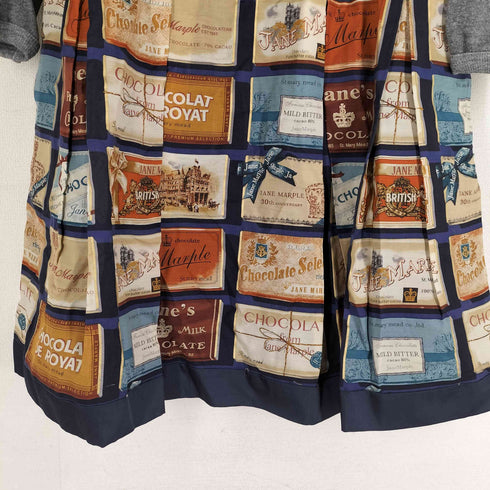 Jane Marple Brith Chocolate Bar Trompeloeil OP ブリティッシュチョコレートバーカットソー切り替えワンピース レディース M