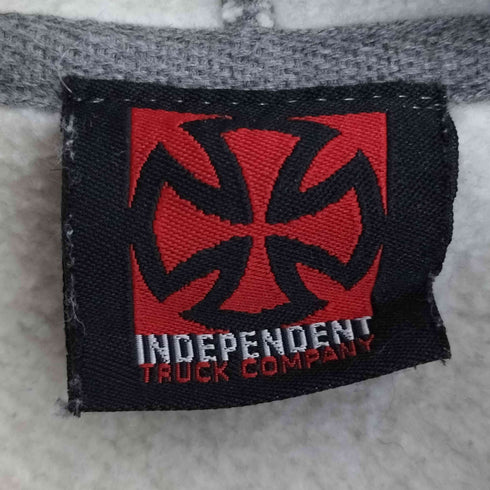 インディペンデント INDEPENDENT 裏起毛 袖ロゴプリント サムホール ジップアップ パーカー メンズ import:L