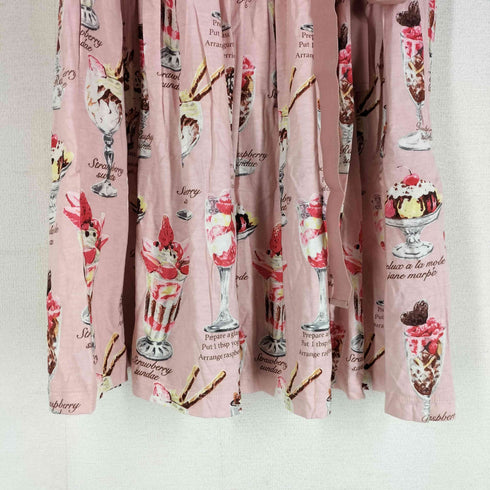Jane Marple パフェ柄 プリントワンピース 膝丈 レディース M