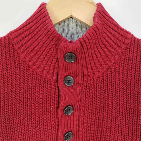 ノーティカ NAUTICA ロゴ刺繍 ハーフボタン モックネック コットン リブニット メンズ import:L