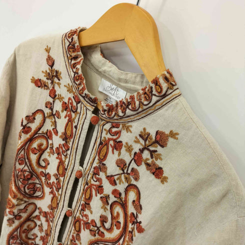 MADE IN INDIA リネン刺繍ワンピース レディース 1X