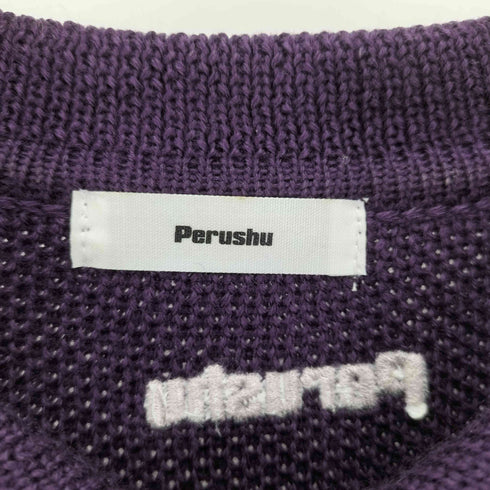 ペルーシュ Perushu ユーズド ライク アソート ニット シャツ ロゴ チェック S/S カーディガン メンズ JPN:L