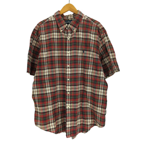 ラルフローレン RALPH LAUREN CLASSIC FIT ポニー刺繍 チェック ボタンダウン S/S シャツ ビッグサイズ メンズ import:XXL