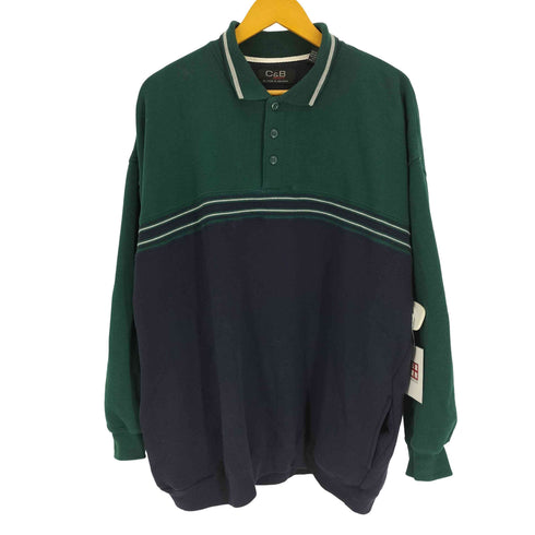 クラフトアンドバロー Croft&Barrow ポリコットン 裏起毛 2トーン スウェット ポロ メンズ import:XL