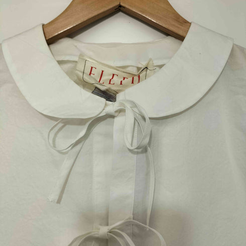 ELEPH Auntie Shirt 丸襟 パフスリーブ リボン シャツブラウス レディース import:S