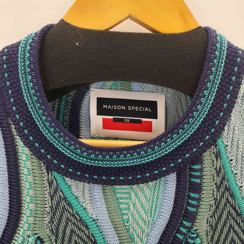 メゾンスペシャル MAISON SPECIAL Blister Jacquard Prime-Over Crew Neck Knit Pullover メンズ JPN:2