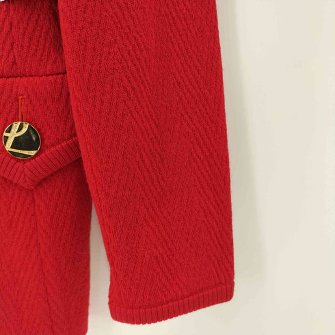 イヴサンローラン Yves Saint Laurent ノーカラーニットテーラドジャケット 金ボタン レディース JPN:M