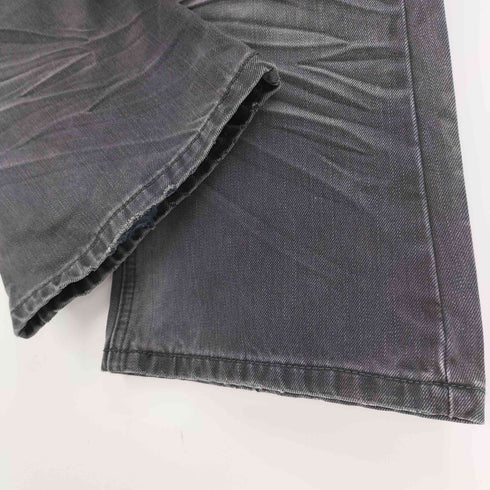 CHENGZHONGNIAO JEANS バック 刺繍 ロゴ ダメージ ブーツカット ブラック デニム パンツ Y2K レディース 29