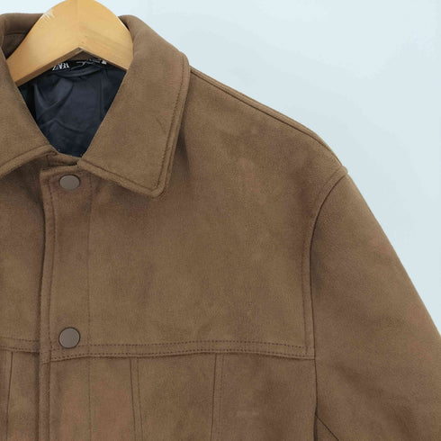 ザラ ZARA FAUX SUEDE JACKET フェイク スエード タッチ スナップボタン トラッカー ジャケット メンズ import:S