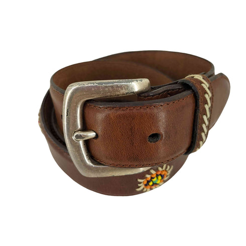 フォッシル FOSSIL ビーズ レザーベルト メンズ M