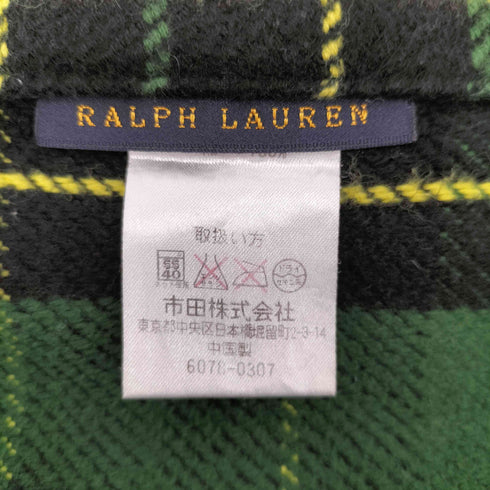 ラルフローレン RALPH LAUREN チェック柄 ロゴ刺繍 大判 ブランケット メンズ