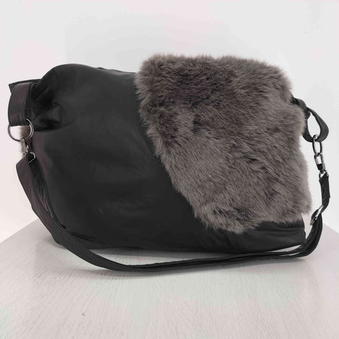 ディスコードヨウジヤマモト discord Yohji Yamamoto 24AW FUR SERIES TULIPS チューリップ フェイクファー カウレザー ショルダー バッグ メンズ