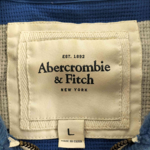 アバクロンビーアンドフィッチ Abercrombie & Fitch MUSCLE A&F 92 アップリケ ボーダー サーマル ジップアップ パーカー Y2K メンズ import:L