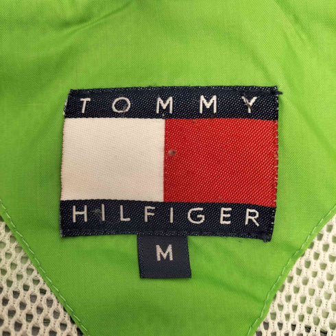 トミーヒルフィガー TOMMY HILFIGER 80-90S フラッグタグ ロゴ 国旗ワッペン バック 刺繍 ドローコード ジップアップ ナイロンジャケット メンズ import:M