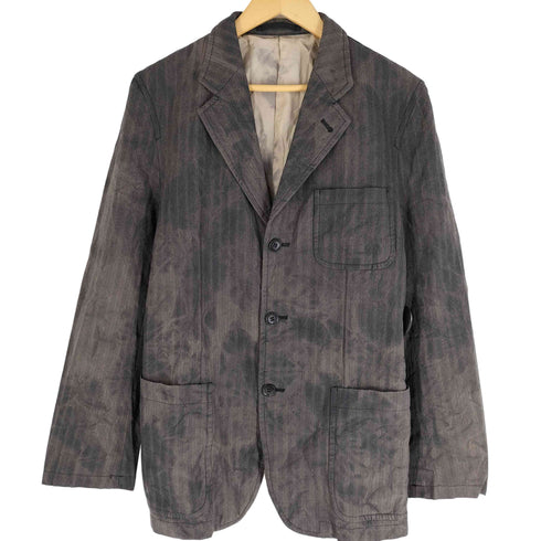 コムデギャルソンオム COMME des GARCONS HOMME 04aw ブリーチ ストライプ ウールポリ 縮絨 3Bテーラードジャケット ムラ染め メンズ JPN:L
