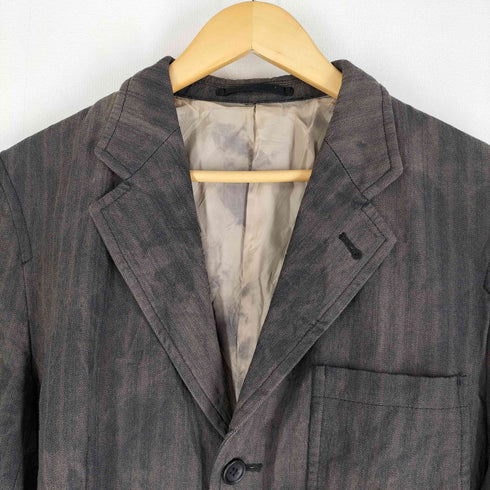 コムデギャルソンオム COMME des GARCONS HOMME 04aw ブリーチ ストライプ ウールポリ 縮絨 3Bテーラードジャケット ムラ染め メンズ JPN:L